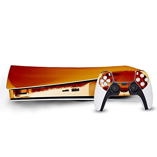 ORANGE CHROME MIRROR Vinyl Decal Mod Kit for PlayStation 5 Digital Edition -PS5D- console by System Skins