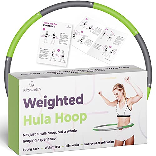 Ruby Stretch Weighted Hula Hoop for Adults Weight Loss - Fitness Hoola Hoop for Exercise- Workout Soft Padding Smart Hoola Hoops with 8 Detachable Sections Play- Loose Weight and Burn Fat Ruby Stretch Weighted Hula Hoop for Adults Weight Loss - Fitness Hoola Hoop for Exercise- Workout Soft Padding Smart Hoola Hoops with 8 Detachable Sections Play- Loose Weight and Burn Fat