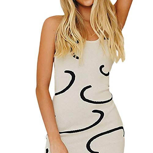 Sexy Bodycon Dress Knitted Sleeveless Halter Neck Backless Dress Scoop Neck Tank Mini Dress Y2K E-Girl Ribbed Streetwear -White- L- Sexy Bodycon Dress Knitted Sleeveless Halter Neck Backless Dress Scoop Neck Tank Mini Dress Y2K E-Girl Ribbed Streetwear -White- L-