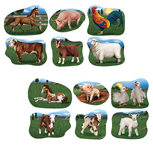 Beistle 53348 Farm Animal Cutouts 12 Piece, 11.75" - 15", Multicolored