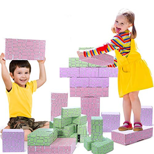 Cardboard Blocks- EP EXERCISE N PLAY Jumbo Giant Building Blocks Stackable Bricks STEM Construction Toy for Toddlers Kids -40 Piece-