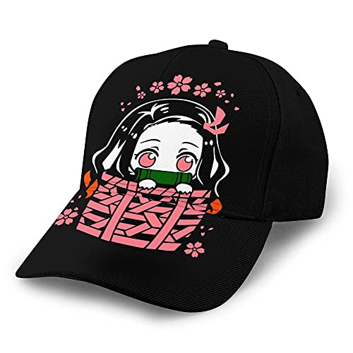 TANGLION Demon Slayer Nezuko Baseball Cap Breathable Black Peaked Caps Naturally Comfortable Light Outdoor Work Sun Hat Sport Hats Cool and Stylish Snapback-Hat