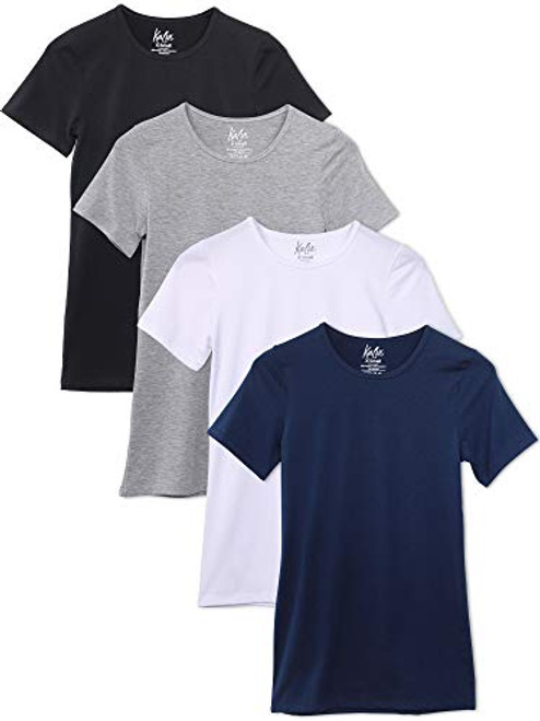 Kalon Women's 4-Pack Crewneck T-Shirt Base Layer -Large- Basics- Kalon Women's 4-Pack Crewneck T-Shirt Base Layer -Large- Basics-