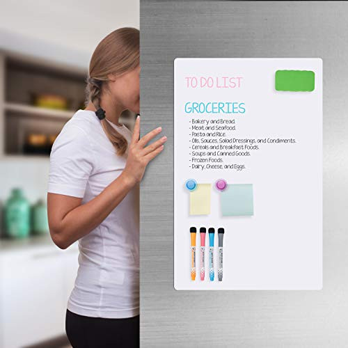 Magnetic Whiteboard for Fridge - 25x16 Magnetic White Board Dry Erase with Marker Set- Fridge Whiteboard Magnetic Marker Board- Menu Board for Kitchen- Writing Board- Magnetic Dry Erase Boards