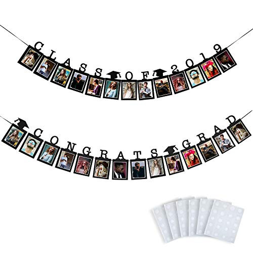 Class of 2019 Graduation Photo Banner and Congrats Grad Photo Banner for 2019 Graduation Party Decoration Supplies