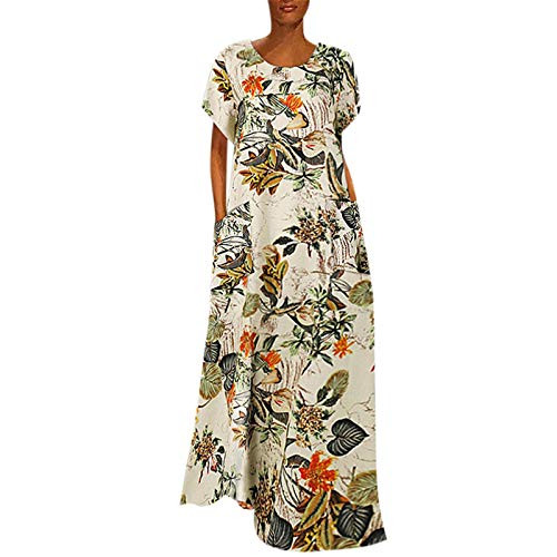 GCETTIC Maxi Dresses for Women-Women Casual Vintage Floral Maxi Long Dress Short Sleeve Sundress Beach Party Dress Yellow GCETTIC Maxi Dresses for Women-Women Casual Vintage Floral Maxi Long Dress Short Sleeve Sundress Beach Party Dress Yellow