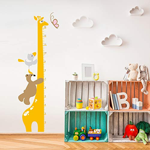 Cartoon Giraffe Bear Animals Height Measure Wall Stickers Home Decor DIY Chart Ruler Decoration for Kids Rooms Decals Wall Art