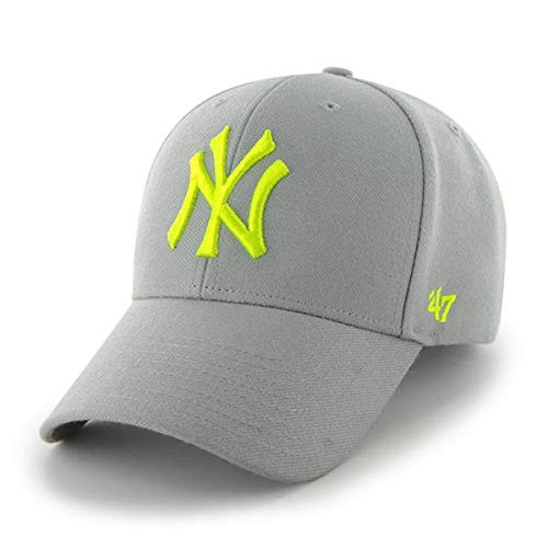 47 New York Yankees MVP Adjustable Hat - Gray/Neon Green- Structured Fit- Unisex- Adult - MLB Baseball Cap