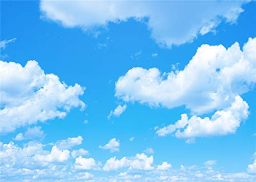 GYA 7x5ft Blue Sky White Clouds Photo Background Sunshine Sky Clouds Theme Photography Backdrop Photo Booth Wedding Party Decoration Background Studio Props Vinyl dn153-7x5FT