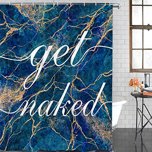 AmbeHome Marble Granite Abstract Tree Branch Get Naked Stall Shower Curtain for Bathroom Decoartions 36'' x 72''- Durable Polyester Fabric Waterproof Bathtub Curtains with Hooks
