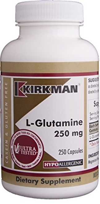 L-Glutamine 250 mg - Hypoallergenic | 250 Vegetarian Capsules | Amino Acid | Gluten and Casein Free