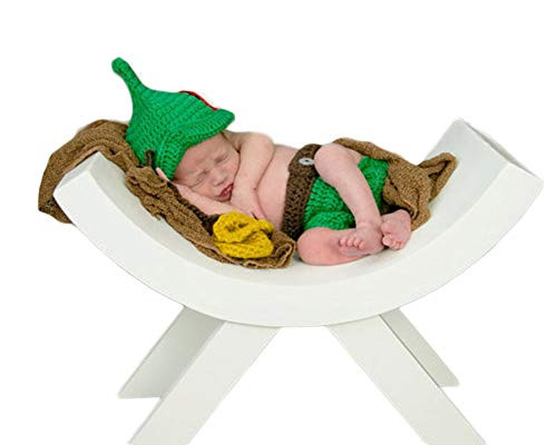 Infant Newborn Baby Boy Girl Crochet Costume Outfits Photography Props Peter Pan Hat+Pant 0-6 Months