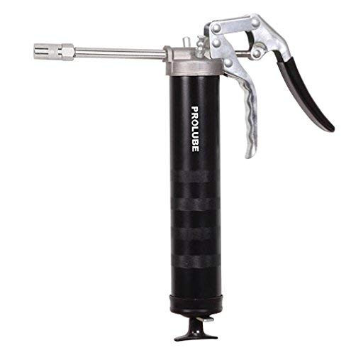 PROLUBE Professional Duty Pistol Grip Grease Gun | 14-Ounce Capacity | 5-000 PSI | 4-inch Steel Extension  and  Coupler | Bulk Loader  and  Air Bleeder | 1/8 NPT Threads -43052-