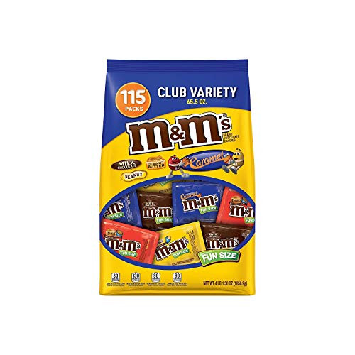 M and M's Chocolate Candy Fun Size Club Variety Mix -65.5 Oz.- 115 ct.-