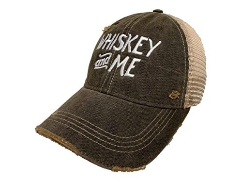 Whiskey and Me Retro Brand Mudwashed Distressed Mesh Snapback Hat Cap