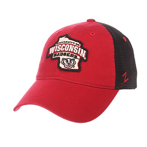 Zephyr Wisconsin Badgers Freeway Red w/Black Mesh Adj. Slouch Hat Cap