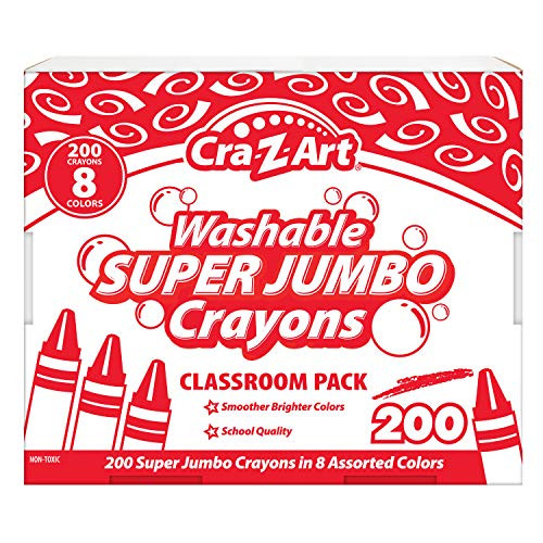 Cra-Z-Art Super Jumbo Crayon Bulk Class Pack 200ct 8 Assorted Colors