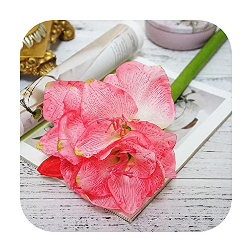 F-pump Artificial Amaryllis Flower Branch Fleurs Artificielles for Home Table Wedding Decoration Fake Silk Flowers Hippeastrum Flores-Pink
