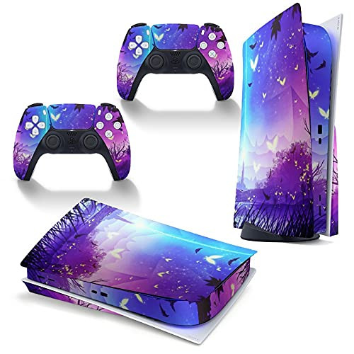 PS5 console controller skin sticker Purple Lavender Forest PlayStation 5 full body vinyl skin sticker protection decal-Disk version-