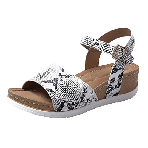 Women's Casual Espadrilles Trim Rubber Sole Flatform Studded Wedge Buckle Ankle Strap Open Toe Sandals Women's Platform Sandals Wedge Espadrilles Adjustable Ankle Strap Open Toe Wedge Sandal