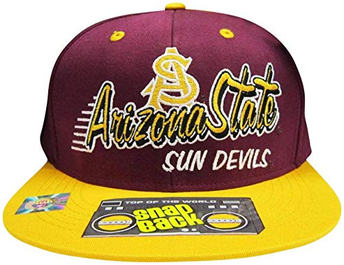 Arizona State Sun Devils Maroon/Yellow Two Tone Plastic Snapback Adjustable Plastic Snap Back Hat/Cap Arizona State Sun Devils Maroon/Yellow Two Tone Plastic Snapback Adjustable Plastic Snap Back Hat/Cap