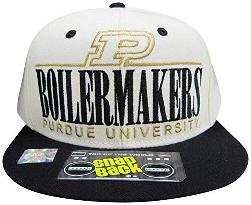 Purdue Boilermakers White/Black Two Tone Plastic Snapback Adjustable Plastic Snap Back Hat/Cap
