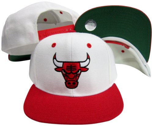 Chicago Bulls Logo White/Red Two Tone Plastic Snapback Adjustable Plastic Snap Back Hat/Cap
