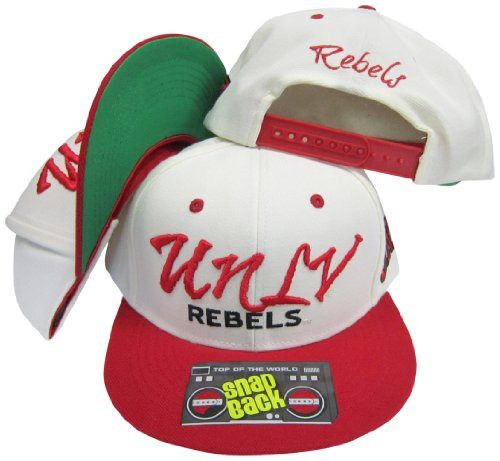 UNLV Nevada Las Vegas Runnin' Rebels Script White/Red Two Tone Plastic Snapback Adjustable Plastic Snap Back Hat/Cap