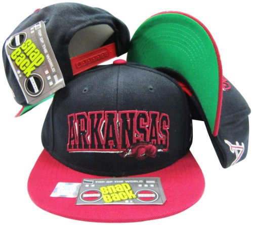 Arkansas Razorbacks Black/Red Two Tone Plastic Snapback Adjustable Plastic Snap Back Hat/Cap Arkansas Razorbacks Black/Red Two Tone Plastic Snapback Adjustable Plastic Snap Back Hat/Cap