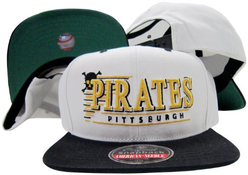 Pittsburgh Pirates White/Black Snapback Adjustable Plastic Snap Back Hat/Cap Pittsburgh Pirates White/Black Snapback Adjustable Plastic Snap Back Hat/Cap