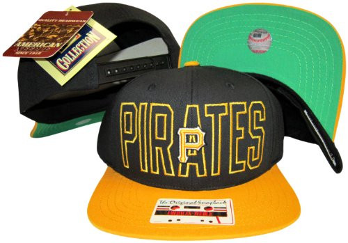 Pittsburgh Pirates Black/Gold Two Tone Plastic Snapback Adjustable Snap Back Hat/Cap Pittsburgh Pirates Black/Gold Two Tone Plastic Snapback Adjustable Snap Back Hat/Cap