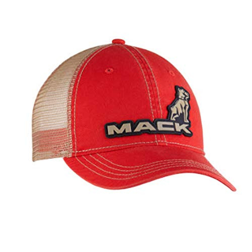 Diesel Power Plus Mack Trucks Vintage Red Cap Tan mesh Snap Back 3D Logo Hat
