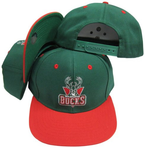 Milwaukee Bucks Green/Red Two Tone Plastic Snapback Adjustable Plastic Snap Back Hat/Cap