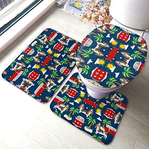Basset Hound Dog Beach Bus Palm Trees Skidproof Toilet Seat Bath Mat 3 Piece Set Bathroom Floor Mat Pedestal Lid Toilet Cover Basset Hound Dog Beach Bus Palm Trees Skidproof Toilet Seat Bath Mat 3 Piece Set Bathroom Floor Mat Pedestal Lid Toilet Cover