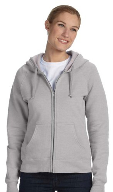 Hanes Women's Full Zip EcoSmart Fleece Hoodie- Gray- Medium