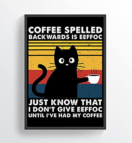 LUL Designs Coffee Spelled Backwards is Eeffoc Cats Poster- Canvas