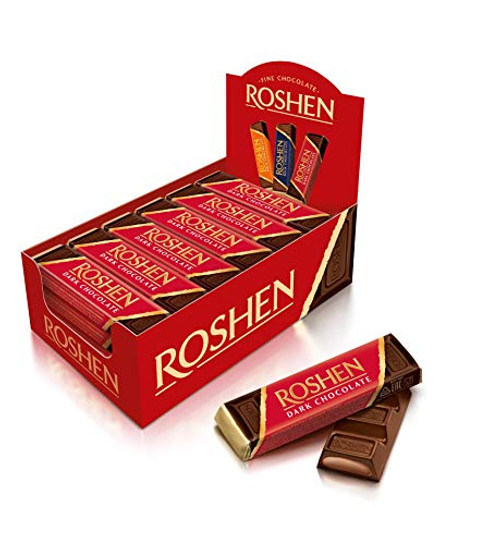 Roshen Bar Dark Chocolate with Fondant Filling 1.51oz/43gr -Box of 30-