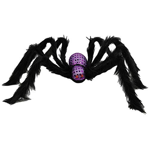 Plush Toy Halloween Decoration Spider Horror 75Cm Simulation Skull Plush Spider Ghost Head Spider 75Cm Purple