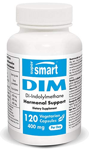 Supersmart - DIM -Di-IndolylMethane- 400 mg Per Day - Hormonal Support for Men  and  Women - Protect Against Aging Cells - Estrogen Balance | Non-GMO  and  Gluten Free - 120 Vegetarian Capsules
