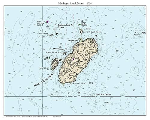 Monhegan Island - 2014 Maine Nautical Map - Harbor Custom Reprint - Chart 13301 Monhegan Island - 2014 Maine Nautical Map - Harbor Custom Reprint - Chart 13301
