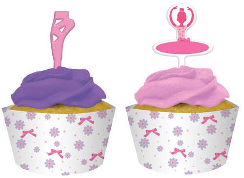 12-Count Cupcake Pick Decorations and Baking Cup Wrappers, Tutu Much Fun