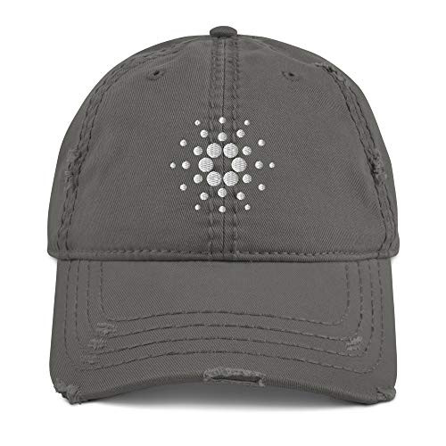 Hogue WS LLC Cardano Hat -Embroidered Distressed Dad Cap- ADA Crypto Charcoal Grey