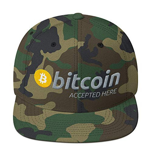 Hogue WS LLC Bitcoin Accepted Here Hat -Embroidered Wool Blend Cap- BTC HODL Crypto Invest Green Camo