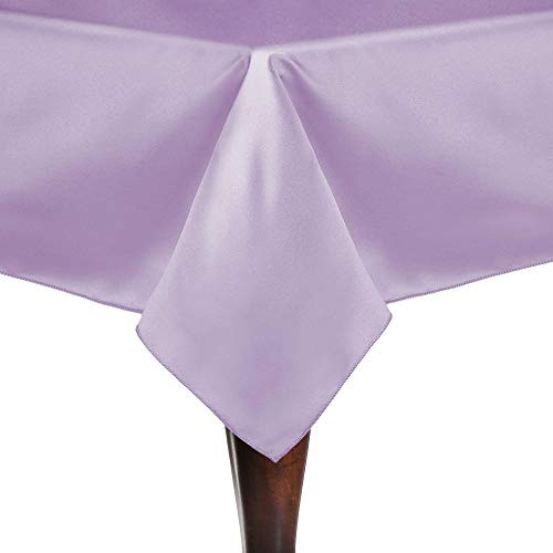Ultimate Textile Bridal Satin 48 x 52-Inch Rectangular Tablecloth Lilac Light Purple
