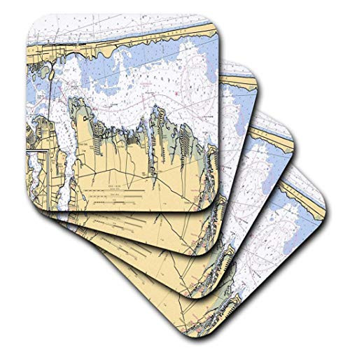 3dRose Print of Toms River New Jersey Nautical Chart - Ceramic Tile Coasters- Set of 4 -CST_204900_3-