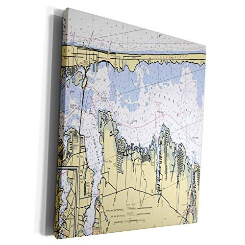 3dRose Florene - Nautical Map Decor - Print of Toms River New Jersey Nautical Chart - Museum Grade Canvas Wrap -cw_204900_1-