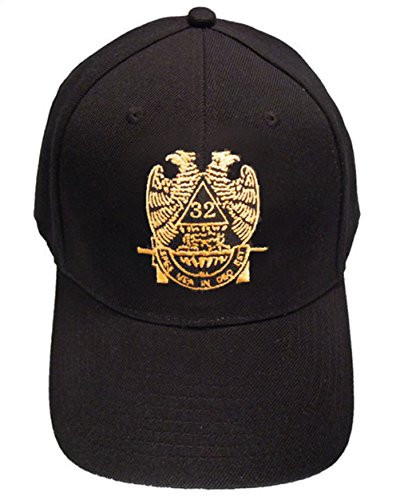 Mason Zone - Masons Baseball Cap - Standard Scottish Rite Wings Down - Masonic Black Hat / 32nd Degree Symbol - Freemasons