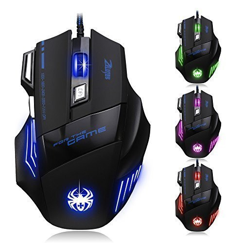 DPI 7 Button LED Fiber Optic USB Wired Gaming Mouse and Mouse for Game PC MAC