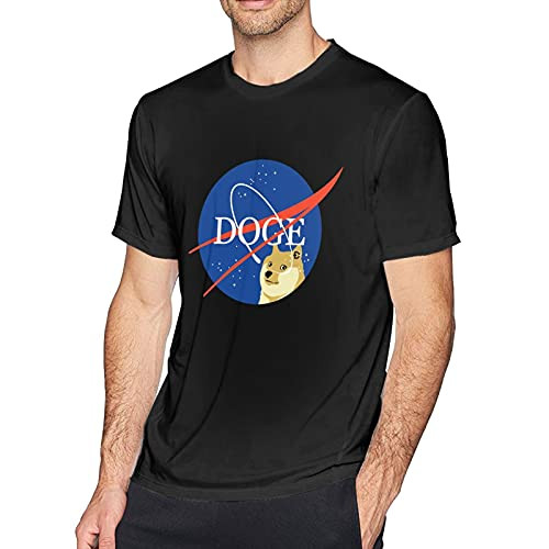 Ali Yee Dogecoin Astronaut NASA Men's T-Shirt Round Neck T-Shirt Cotton T-Shirt Short Sleeve T-Shirt Black