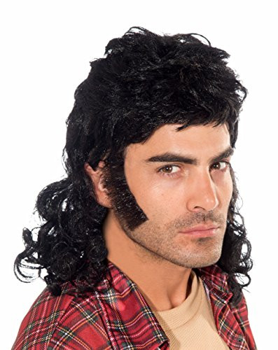 Forum Novelties Men's 90's Mullet Wig- Black- One Size